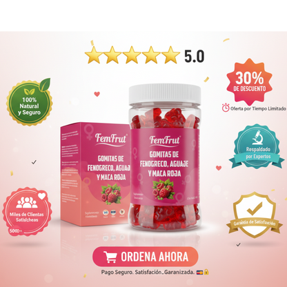 FemFrut | Gomitas de fenogreco, aguaje y maca roja ¡30% DE DESCUENTO!